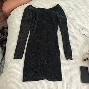Black sparkly dress open back